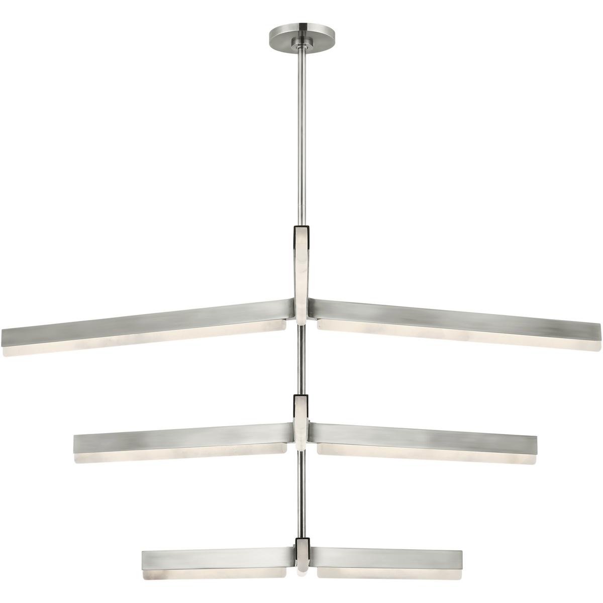 Visual Comfort Modern Collection KWCH70527ANALB Kelly by Kelly Wearstler Linea LED 56 inch Antique Nickel Three Tier Chandelier Ceiling Light
