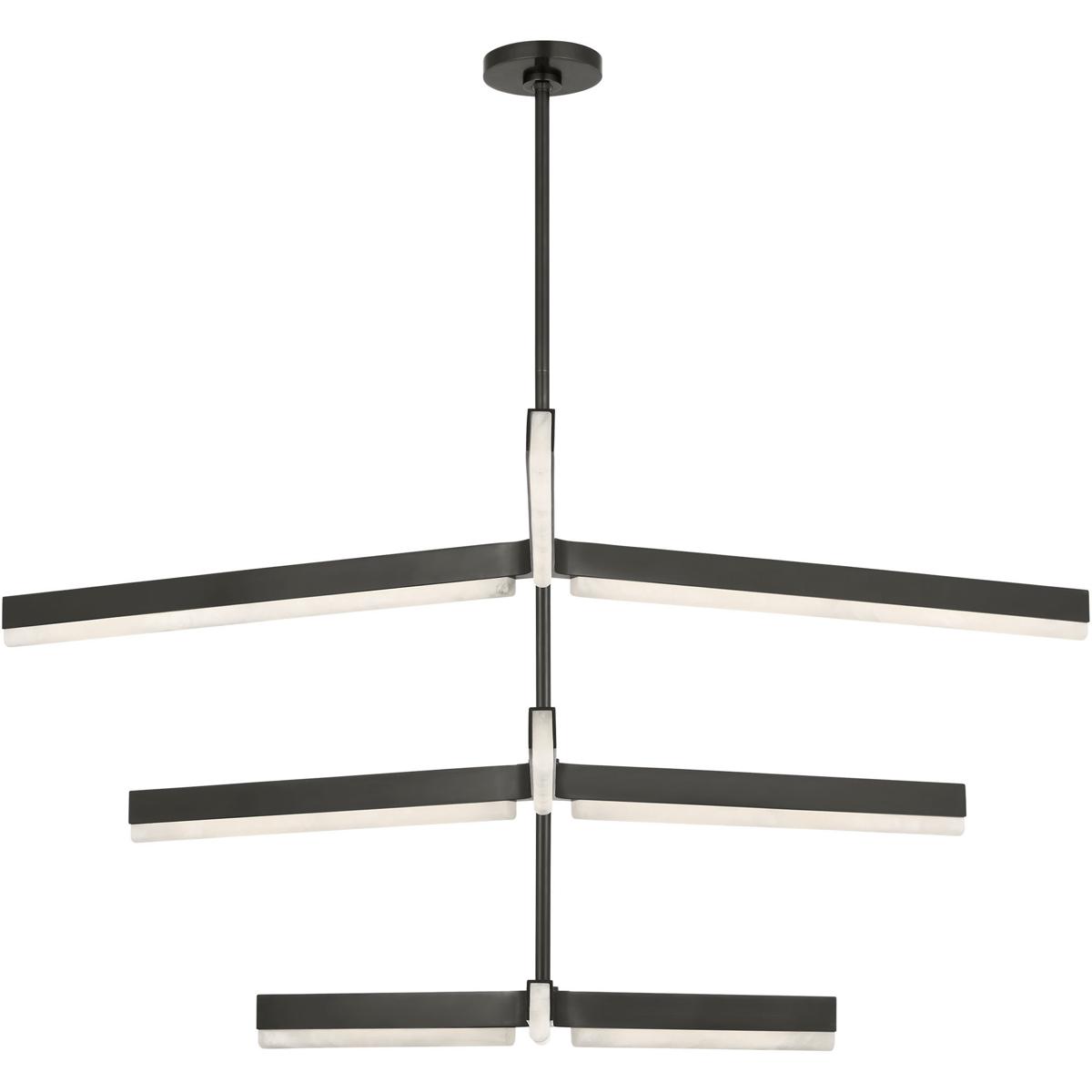Visual Comfort Modern Collection KWCH70527BZALB Kelly by Kelly Wearstler Linea LED 56 inch Bronze Three Tier Chandelier Ceiling Light