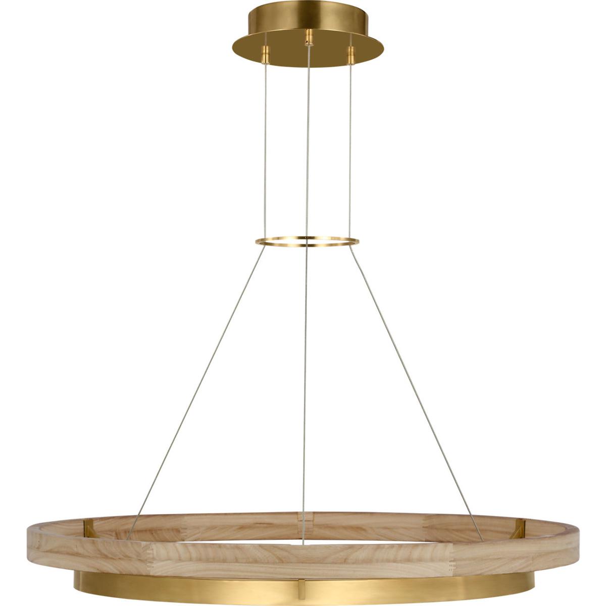 Visual Comfort Modern Collection 700GRC36HABNO-LED930 Sean Lavin Grace 1 Light 35.8 inch Hand Rubbed Antique Brass/Natural Oak Chandelier Ceiling Ligh