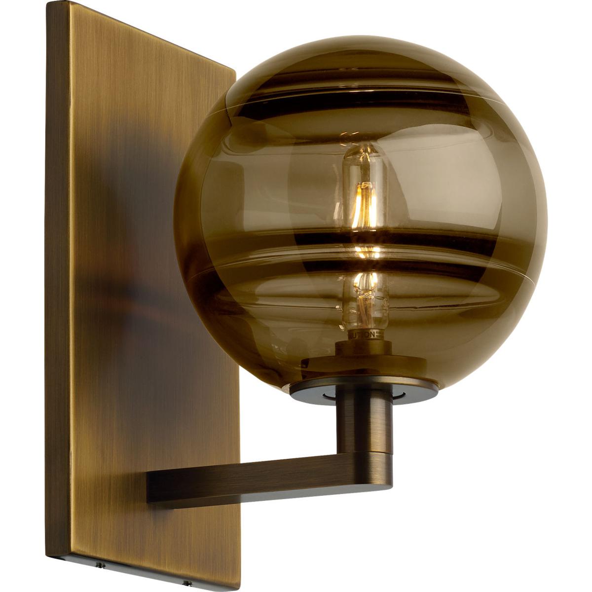 Visual Comfort Modern Collection 700WSSDNKR Sean Lavin Sedona 7.2 inch Aged Brass Wall Light in Incandescent, Transparent Smoke Glass