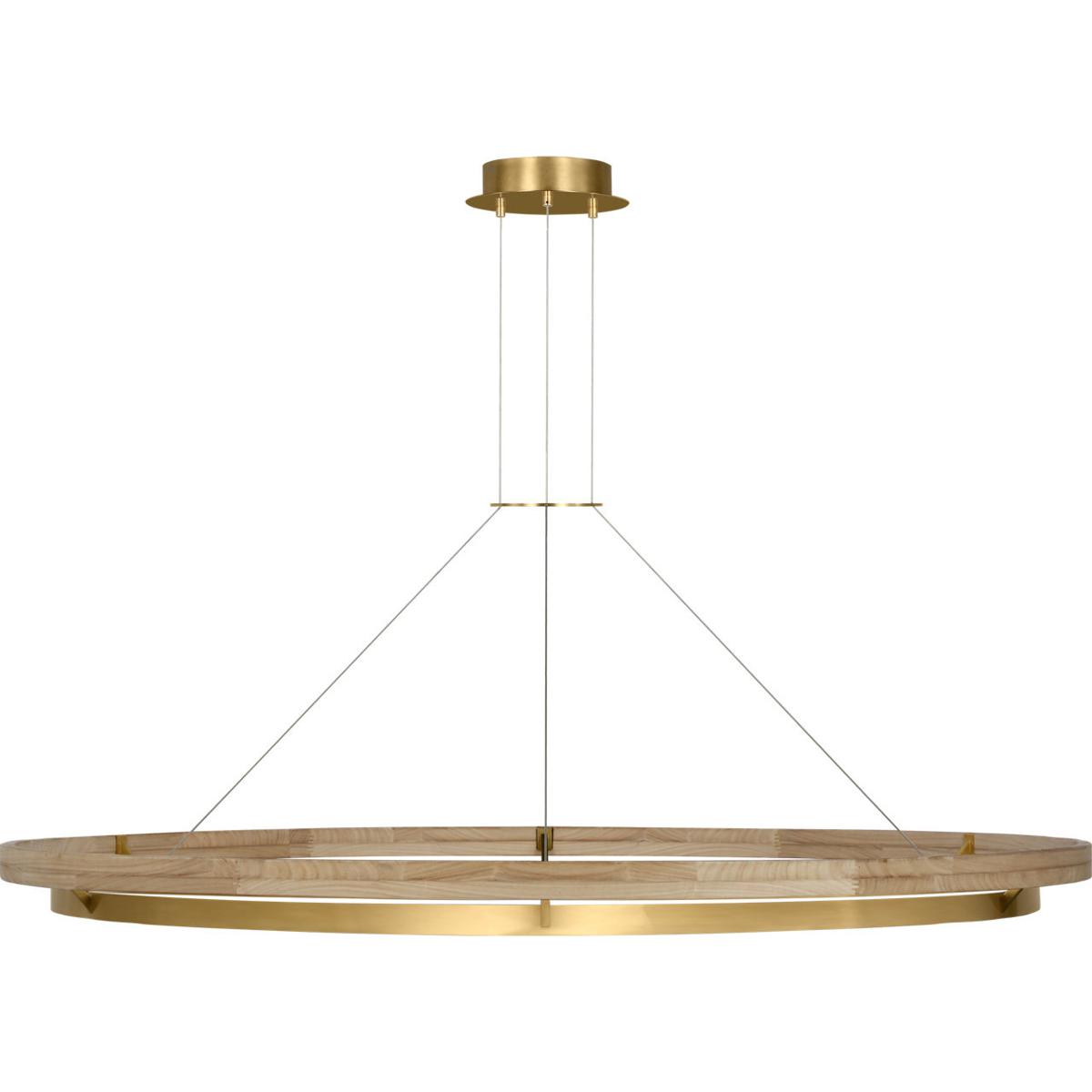 Visual Comfort Modern Collection SLCH30030HABNO Sean Lavin Grace 1 Light 65 inch Hand Rubbed Antique Brass/Natural Oak Chandelier Ceiling Light