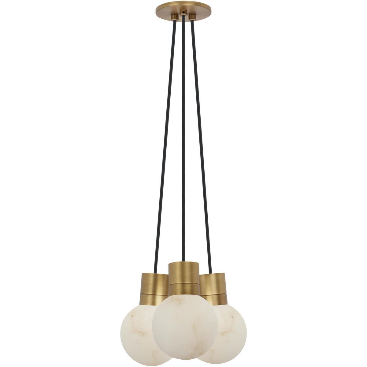 Visual Comfort Modern Collection SLCH54227BHAB Sean Lavin Mina LED 9 inch Hand Rubbed Antique Brass Chandelier Ceiling Light in 2700K, Black Cord, Sma