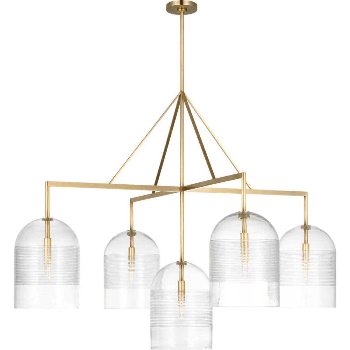 Visual Comfort Modern Collection SLCH636HABCG Sean Lavin Leano 5 Light 52 inch Hand-Rubbed Antique Brass Chandelier Ceiling Light