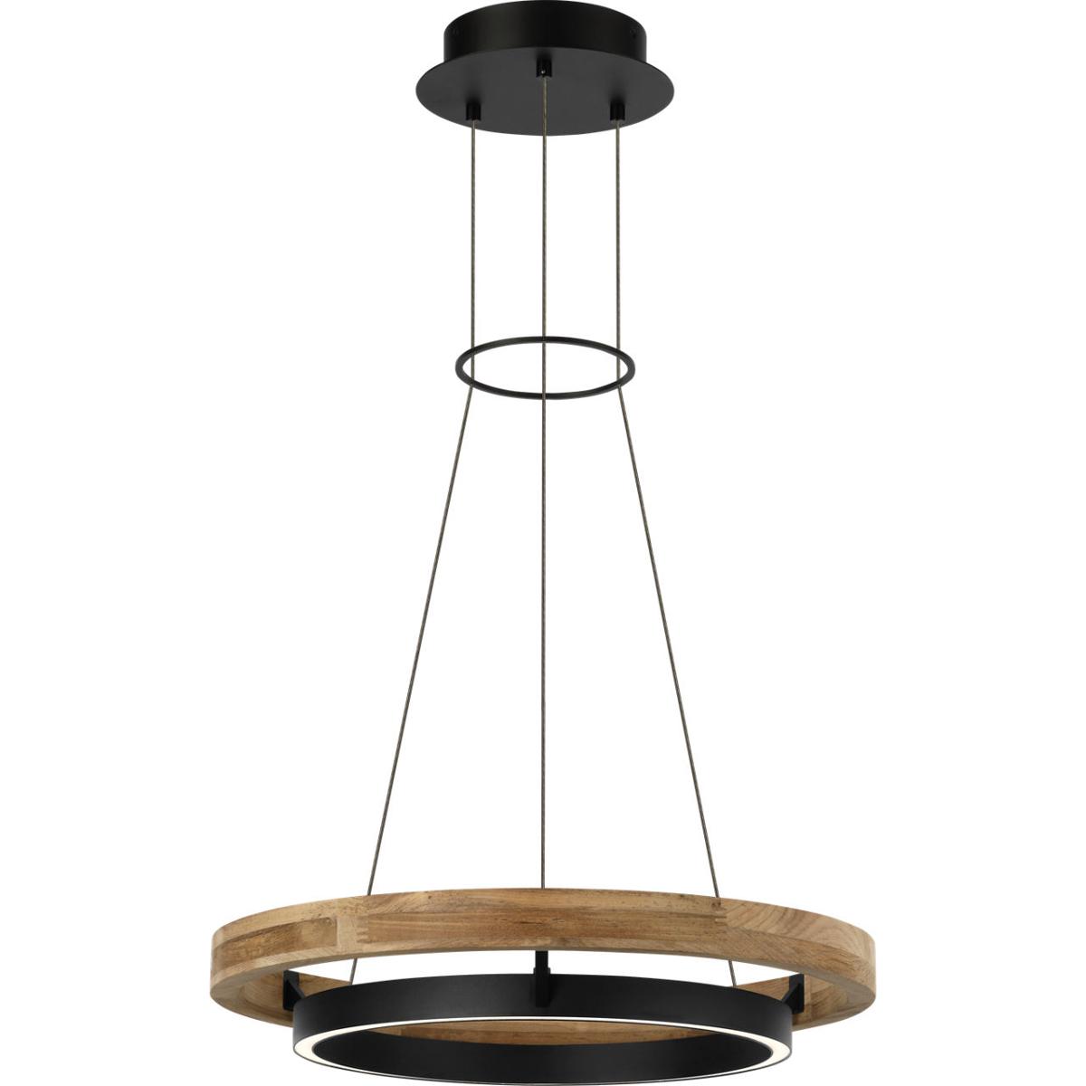 Visual Comfort Modern Collection SLOCH77630TXBTK Sean Lavin Grace LED 24 inch Textured Black and Teak Wood Outdoor Chandelier