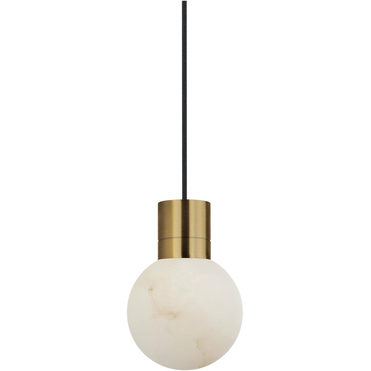 Visual Comfort Modern Collection SLPD54127BHAB Sean Lavin Mina LED 5 inch Hand Rubbed Antique Brass Pendant Ceiling Light in 2700K, Black Cord, Small