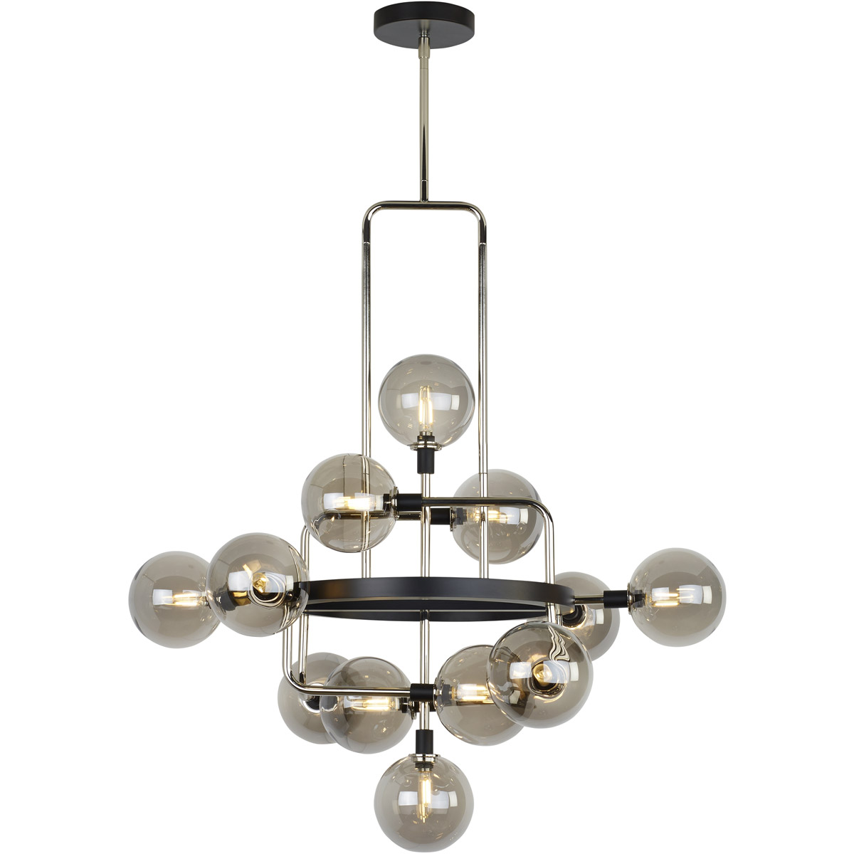 Visual Comfort Modern Collection 700VGOSN Sean Lavin Viaggio 30.2 inch Smoke/Polished Nickel Chandelier Ceiling Light in Incandescent