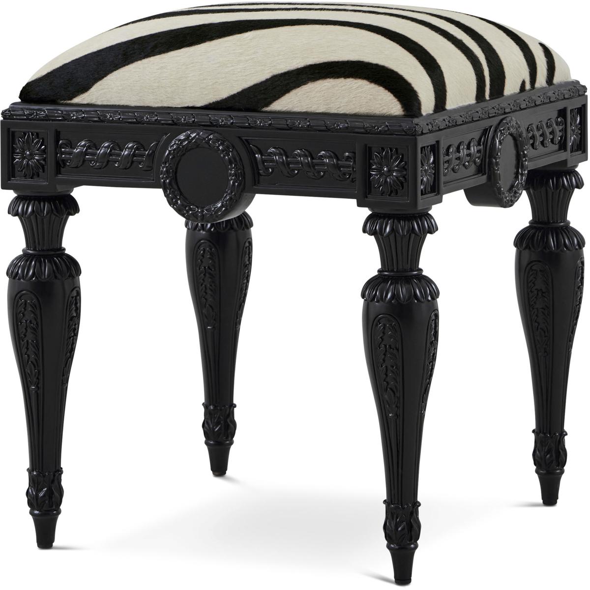 Theodore Alexander AL44039.0EDM Haringey 20.75 inch One Fifth Black Stool, Wooden, Upholstered, Spencer London