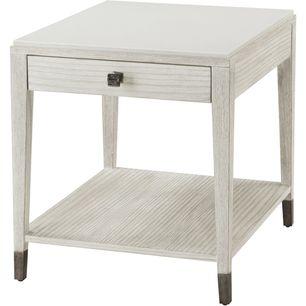 Theodore Alexander TA50080 Breeze 26 X 24 inch Sea Salt with Dark Sterling Side Table, One Drawer