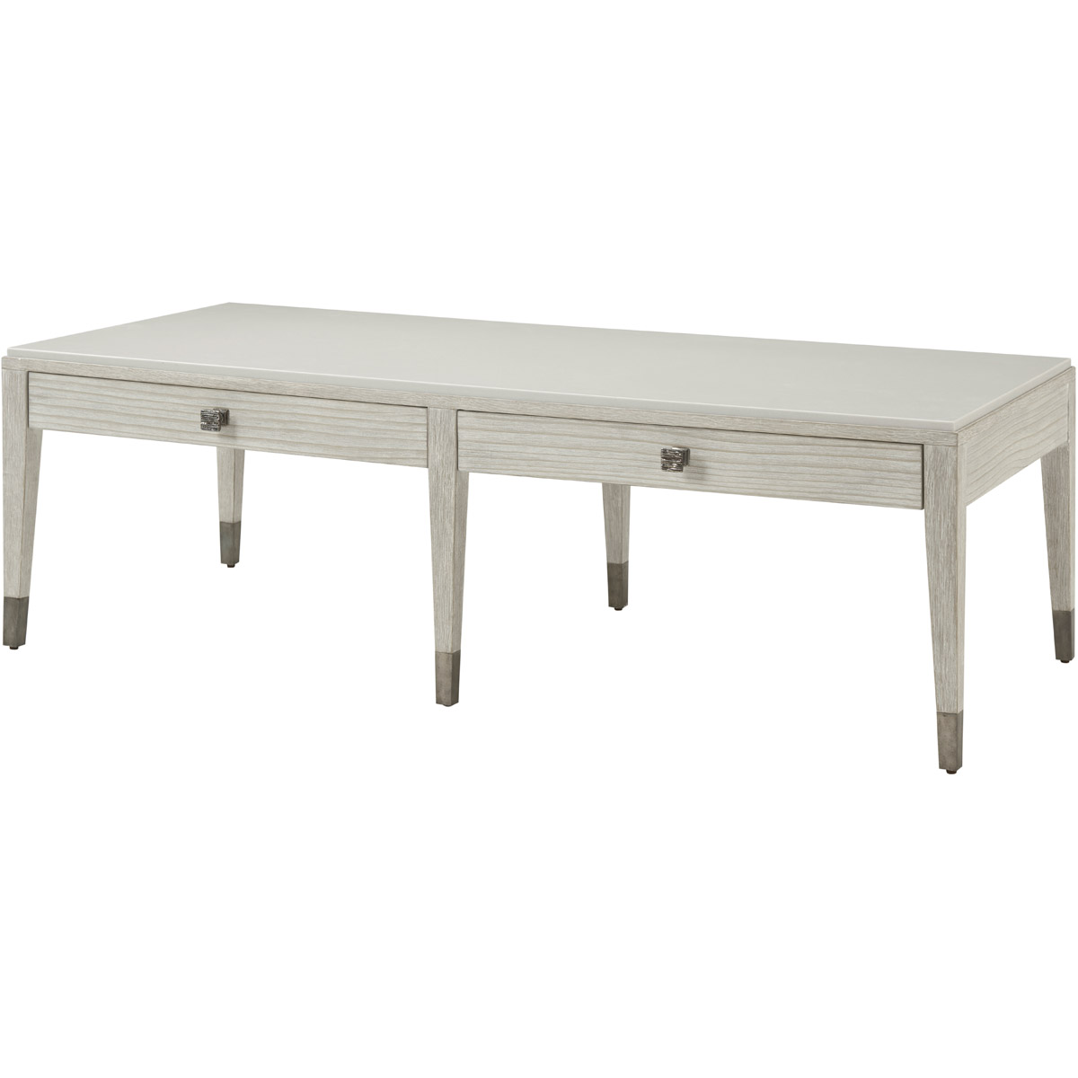 Theodore Alexander TA51056 Breeze 58 X 26 inch Sea Salt with Dark Sterling Cocktail Table, Two Drawer