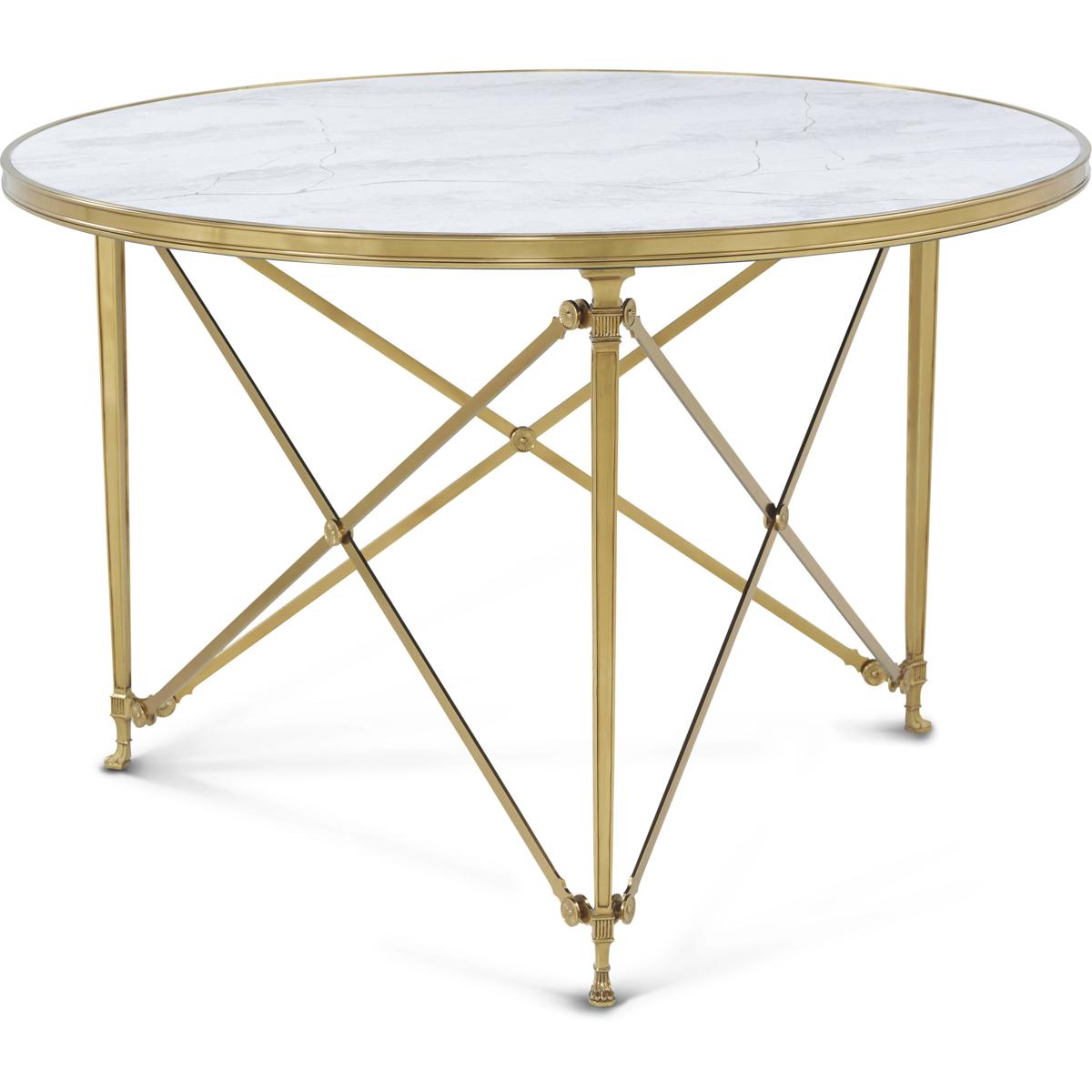 Theodore Alexander TA55011 Spencer London 45 X 45 inch Cannes Brass / Lacus Quartz Round Center Table, Brass with Quartz Top, Round, Round Brass Cente