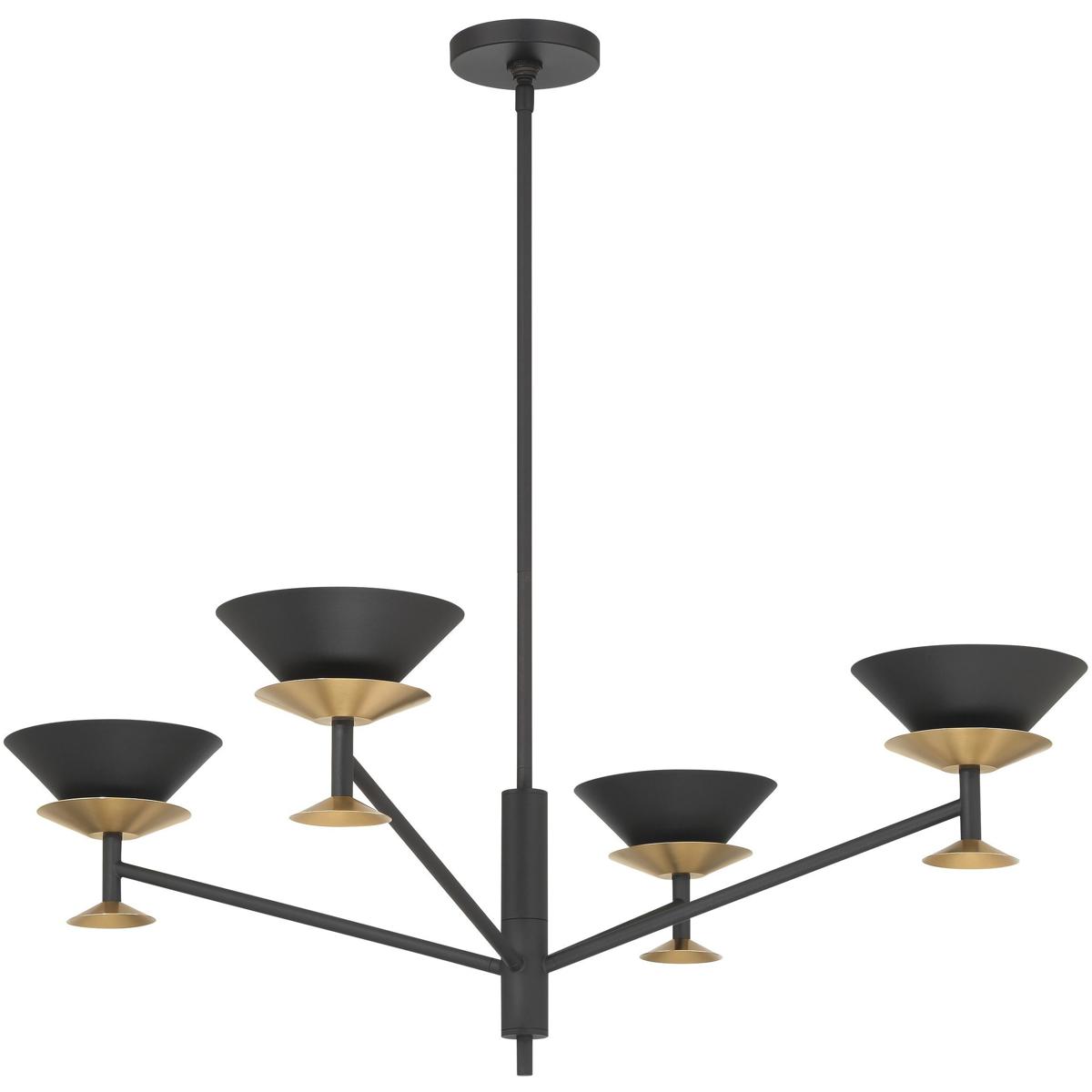 Thesis 207316A Tremolo LED 36 inch Textured Black and Champagne Gold Chandelier Ceiling Light