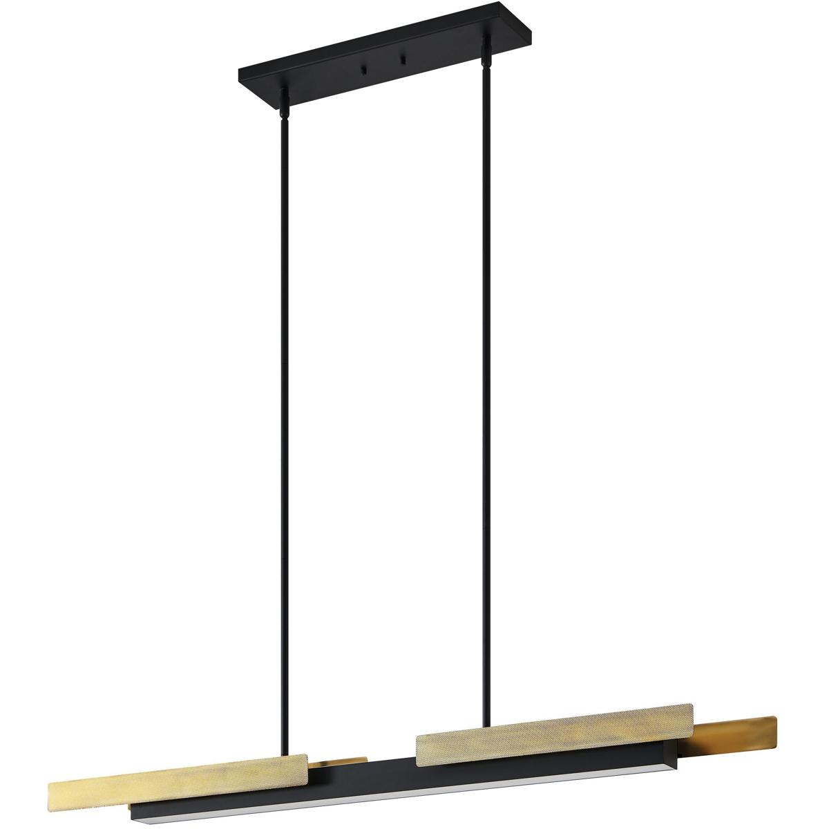 Thesis 206938A Grazia LED 48 inch Matte Black and Brushed Gold Linear Chandelier Ceiling Light