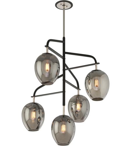 Troy Lighting F4297 Odyssey 5 Light 36 inch Carbide Black and Polished Nickel Chandelier Ceiling Light photo
