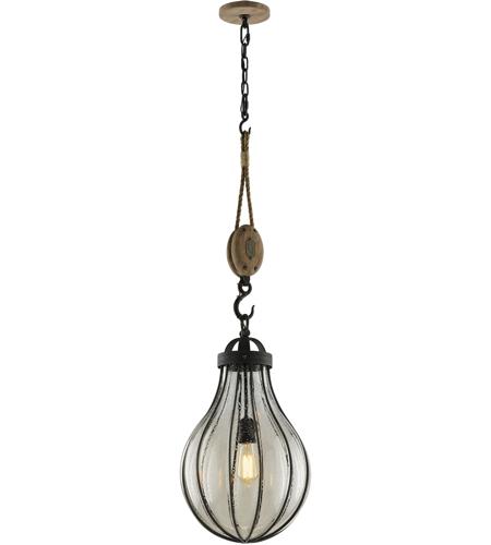 Troy Lighting F4905 Murphy 1 Light 14 inch Vintage Iron With Rustic Wood Pendant Ceiling Light photo