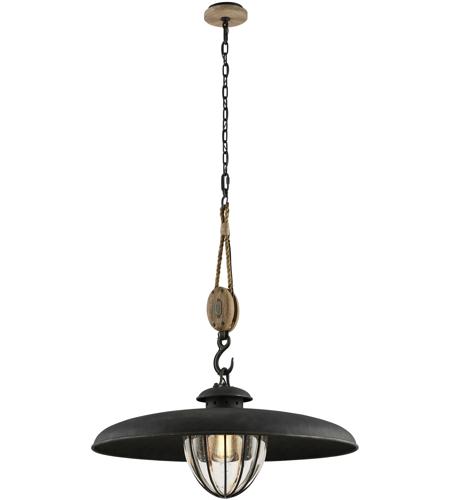 Troy Lighting F4907 Murphy 1 Light 32 inch Vintage Iron With Rustic Wood Pendant Ceiling Light photo