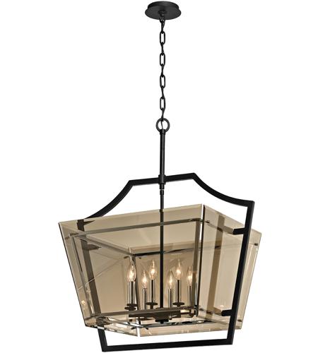 Troy Lighting F5599 Domain 8 Light 31 inch Forged Iron and Polished Chrome Pendant Ceiling Light, Topaz Plated Glass photo