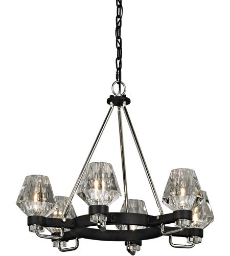 Troy Lighting F5886 Faction 6 Light 28 inch Forged Iron and Polished Nickel Chandelier Ceiling Light, Clear Pressed Glass  photo