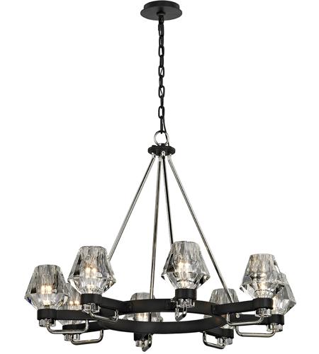 Troy Lighting F5888 Faction 8 Light 34 inch Forged Iron and Polished Nickel Chandelier Ceiling Light, Clear Pressed Glass  photo