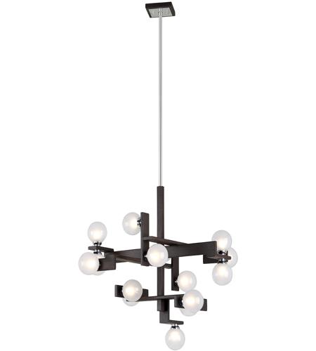 Network 15 Light 31 Inch Forest Bronze And Polished Chrome Pendant Ceiling Light Frosted Clear Glass