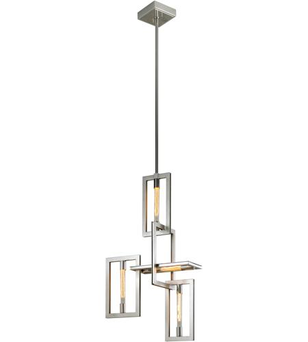 Troy Lighting F7104 Enigma 4 Light 24 inch Silver Leaf W Stainless Accent Chandelier Ceiling Light photo