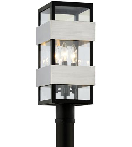 Troy Lighting P6525 Dana Point 3 Light 18 inch Black With Brushed Stainless Post photo