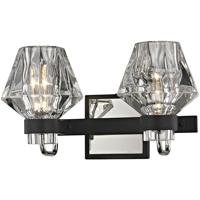 Troy Lighting B5882 Faction 2 Light 14 inch Forged Iron and Polished Nickel Bath Vanity Wall Light, Clear Pressed Glass photo thumbnail