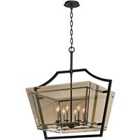 Troy Lighting F5599 Domain 8 Light 31 inch Forged Iron and Polished Chrome Pendant Ceiling Light, Topaz Plated Glass photo thumbnail