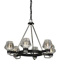 Troy Lighting F5886 Faction 6 Light 28 inch Forged Iron and Polished Nickel Chandelier Ceiling Light, Clear Pressed Glass  photo thumbnail