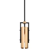 Troy Lighting F6783 Emerson 1 Light 5 inch Carbide Black and Brushed Brass Pendant Ceiling Light photo thumbnail