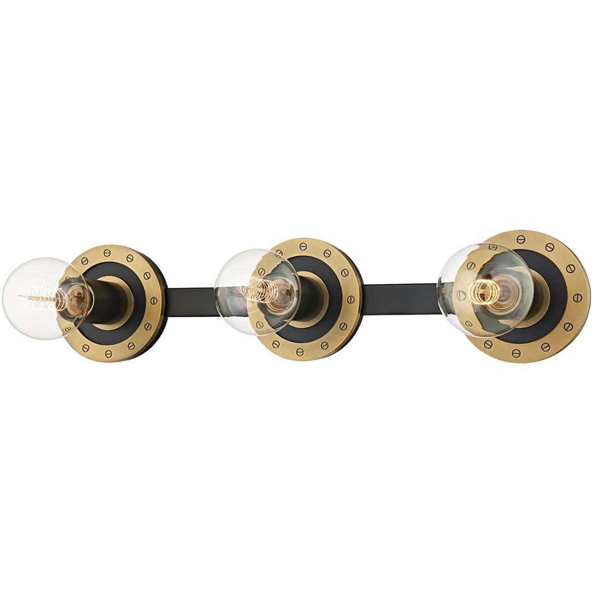 Troy Lighting B2083-PBR/SBK Teo 3 Light 22 inch Patina Brass/Soft Black Bath And Vanity Wall Light in Patina Brass/Black