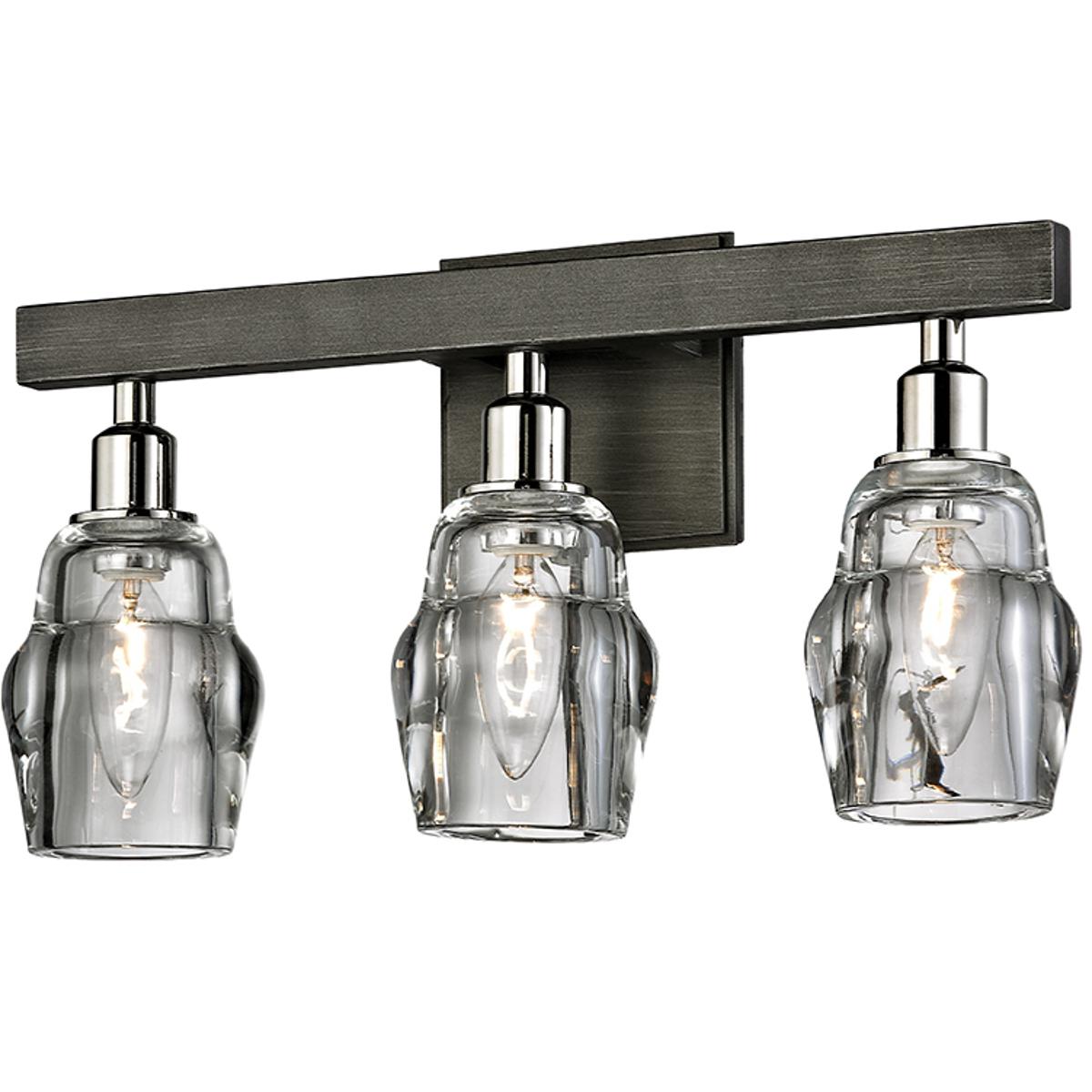 Troy Lighting B6003-GRA/PN Citizen 3 Light 16.5 inch Graphite And Polished Nickel Bath And Vanity Wall Light, Clear Pressed Glass