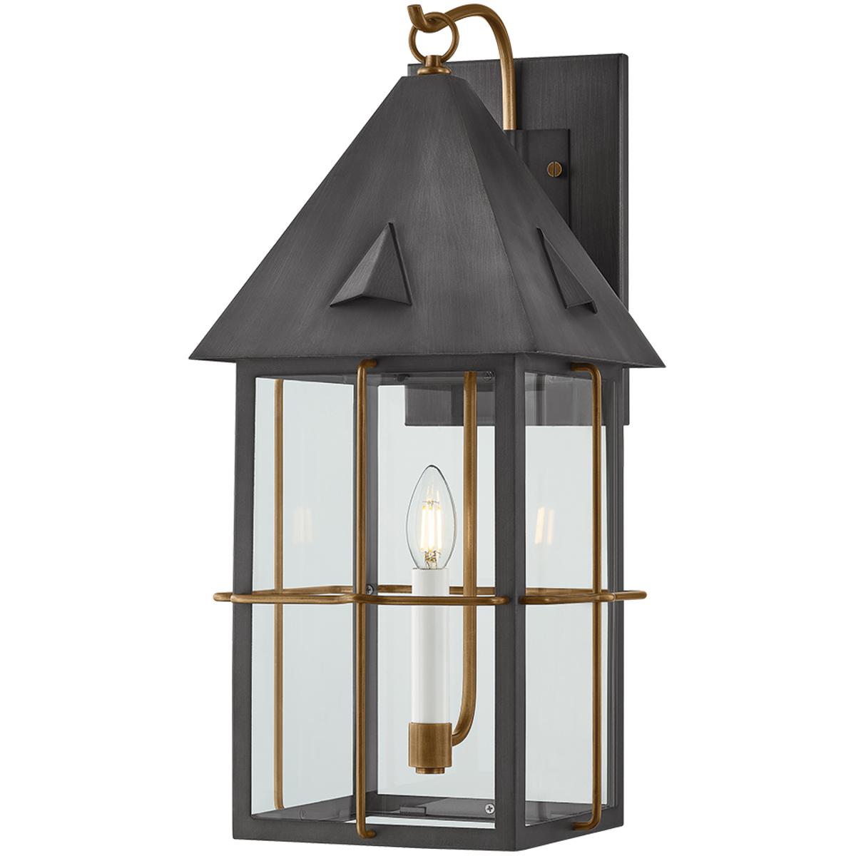 Troy Lighting B6623-PBR/GRA Toby 1 Light 23 inch Patina Brass and Graphite Exterior Wall Sconce