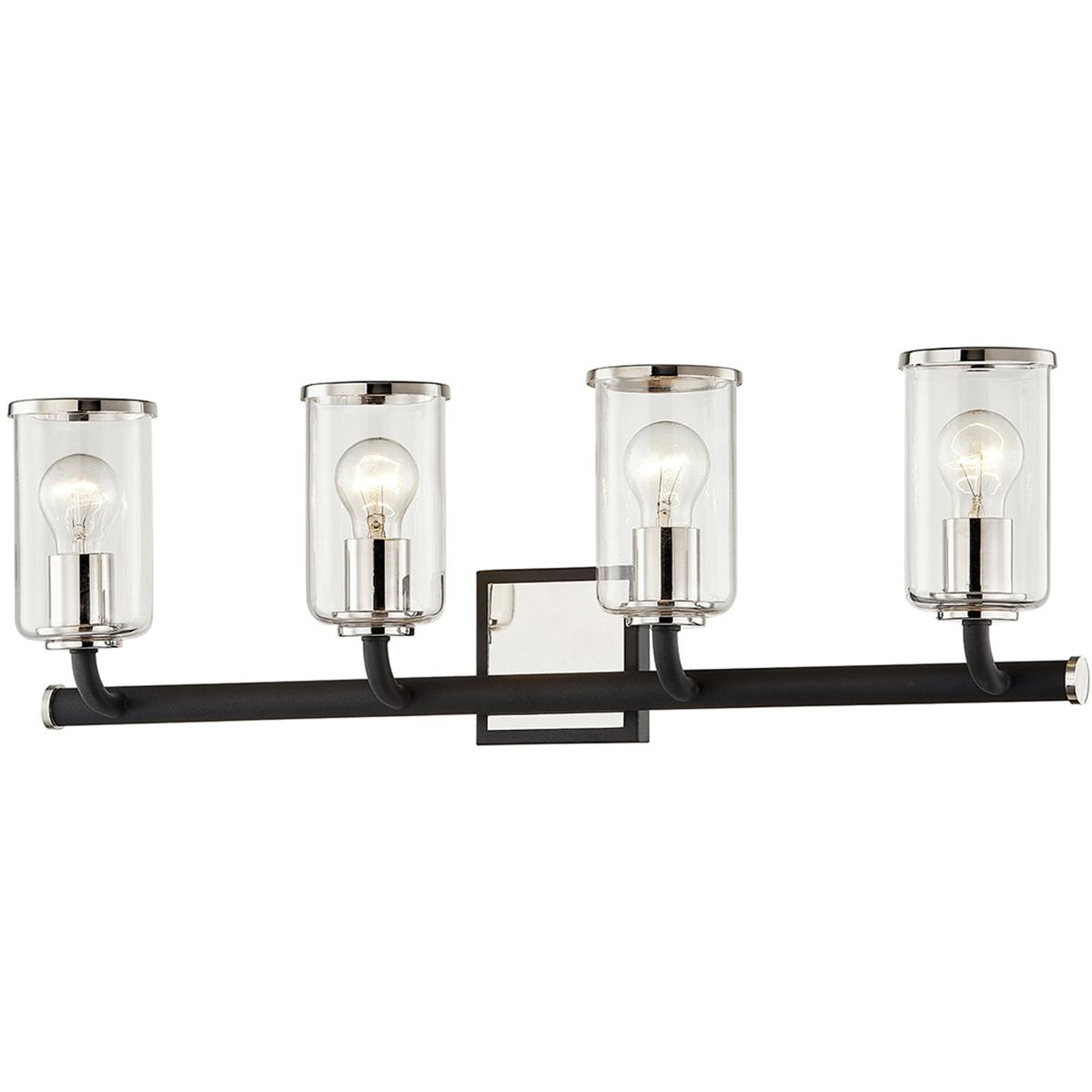 Troy Lighting B7684-TBK/PN Aeon 4 Light 28 inch Carbide Black and Polished Nickel Bath And Vanity Wall Light