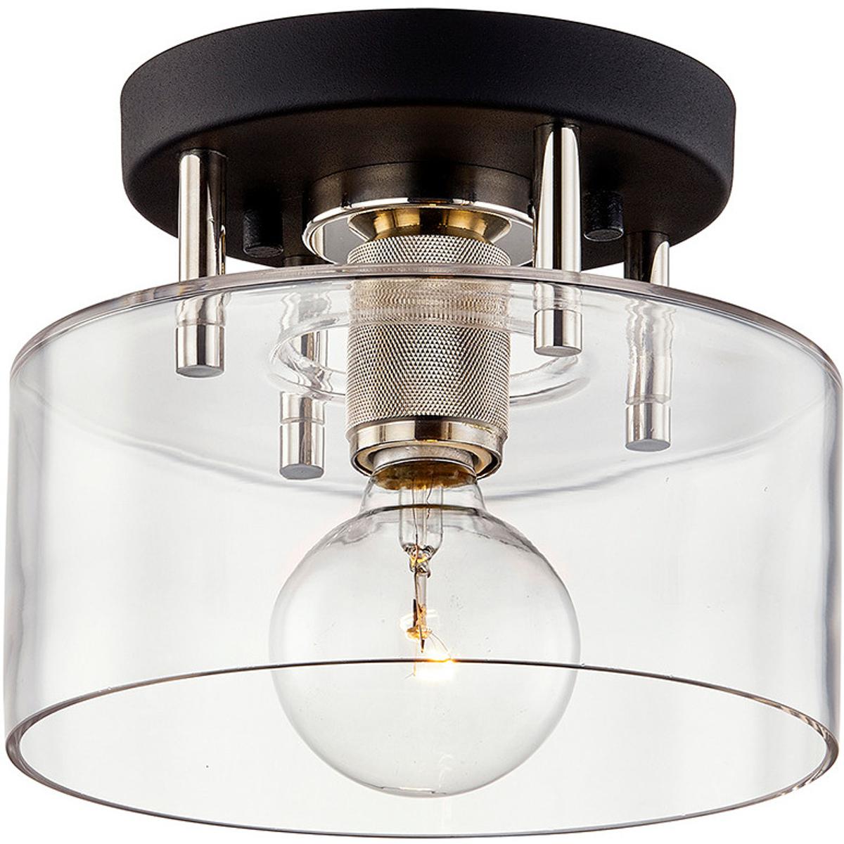 Troy Lighting C7550-TBK/PN Bergamot Station 1 Light 8.5 inch Textured Black and Polished Nickel Semi