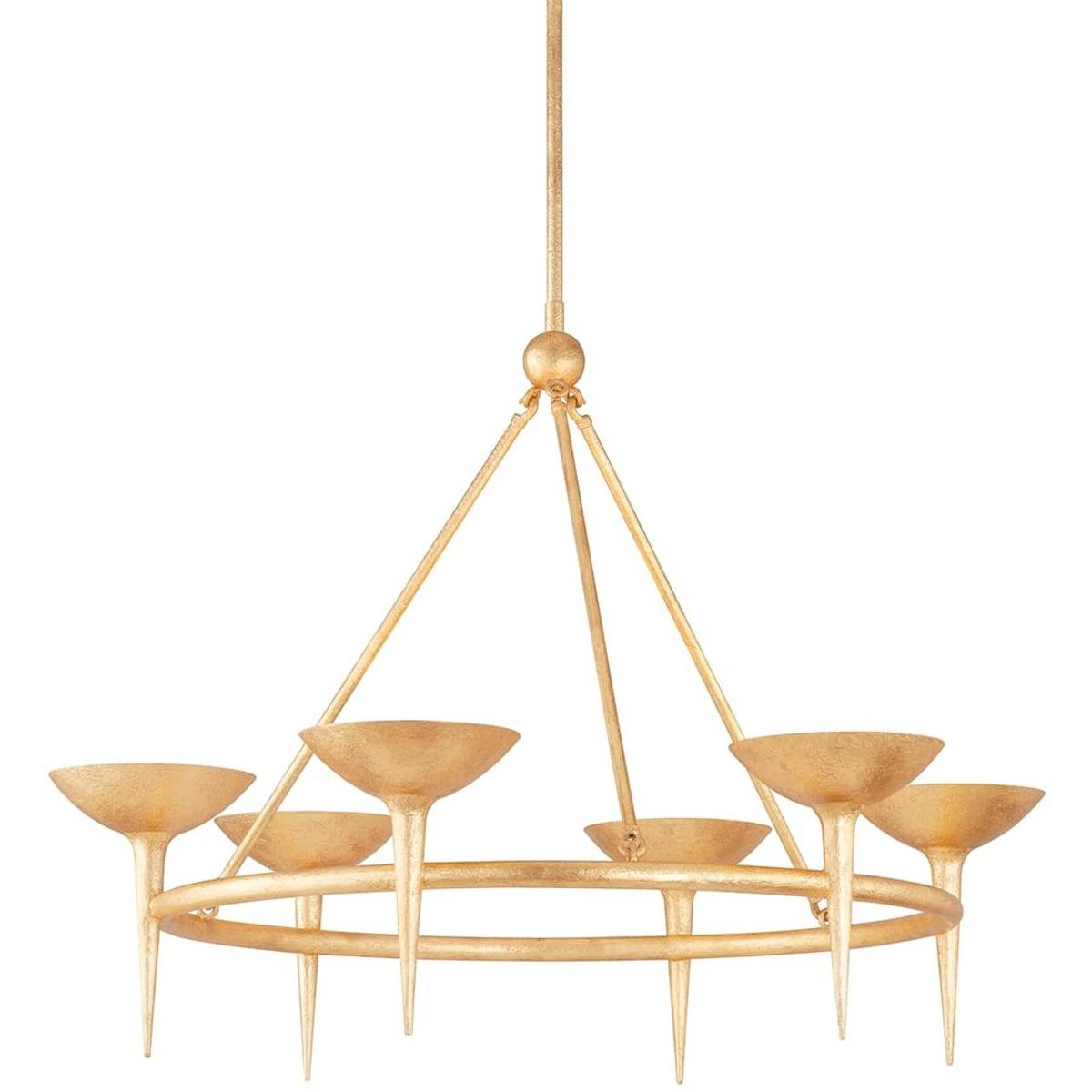 Troy Lighting Cecilia 6Light Chandelier &acirc; Vintage Gold Leaf Aluminum  Stainless Steel F2606VGL