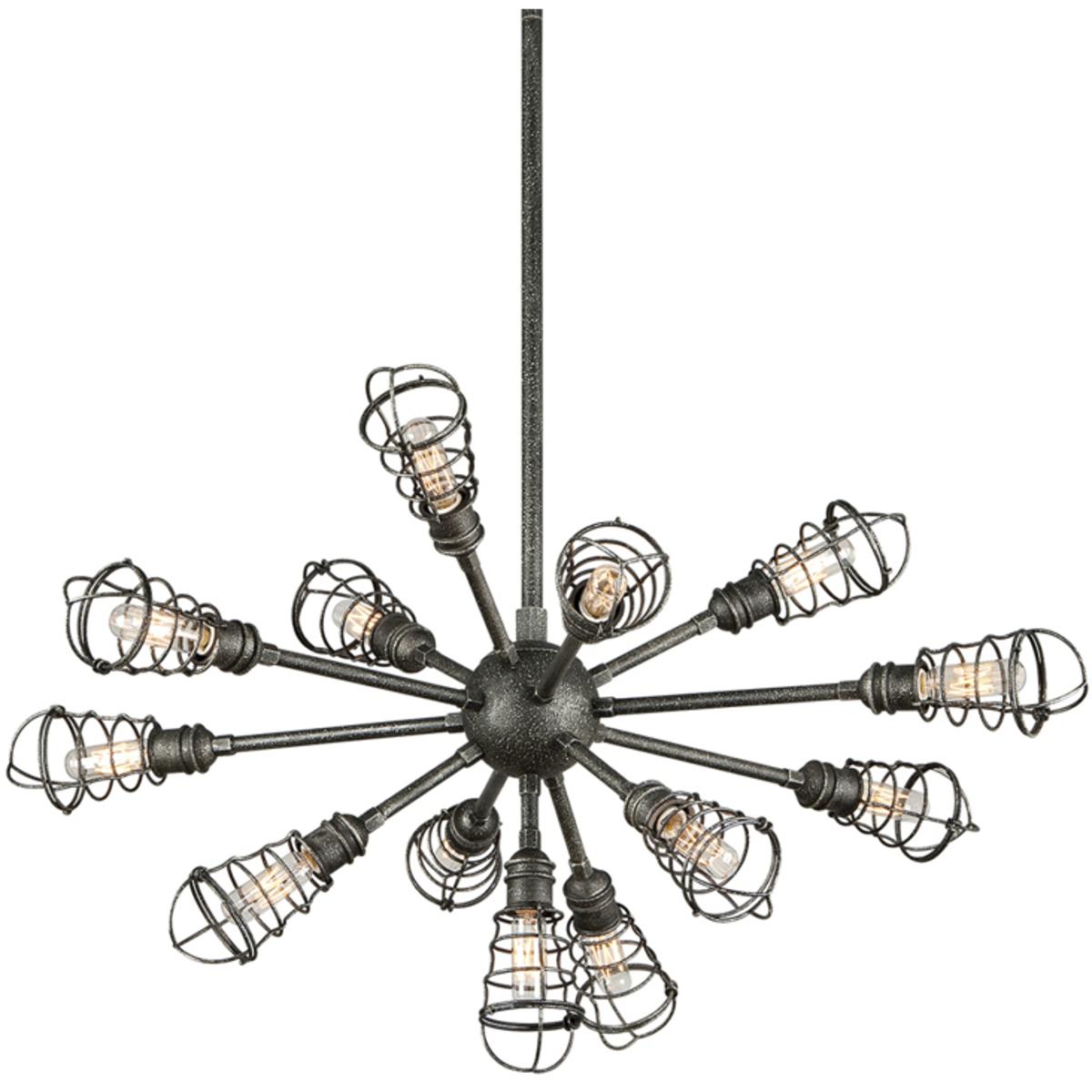 Troy Lighting F3815 Conduit 13 Light 32 inch Old Silver Chandelier Ceiling Light