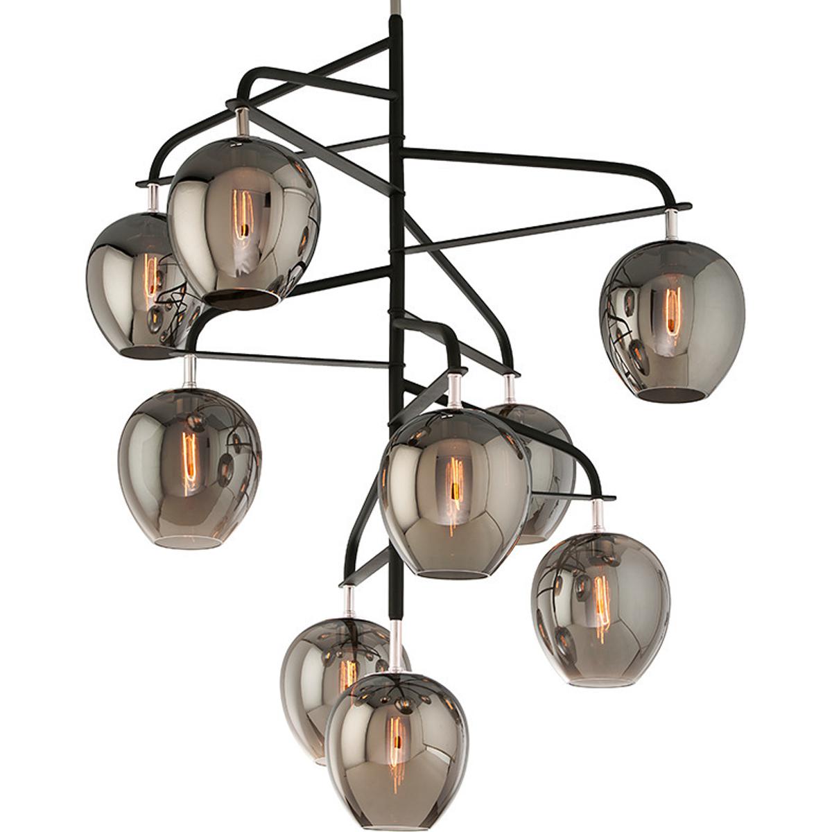 Troy Lighting F4298-TBK/PN Odyssey 9 Light 47 inch Texture Black and Polished Nickel Chandelier Ceiling Light
