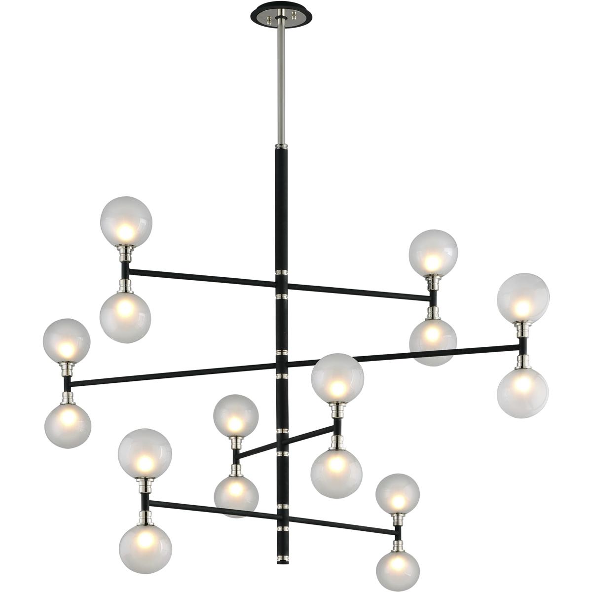 Troy Lighting F4827-TBK/PN Andromeda 16 Light 56 inch Carbide Black and Polished Nickel Chandelier Ceiling Light