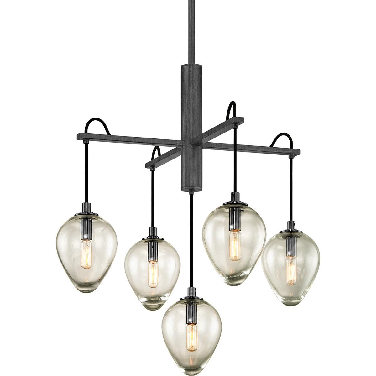 Troy Lighting F6206-GRA/BCR Brixton 5 Light 26 inch Graphite Chandelier Ceiling Light
