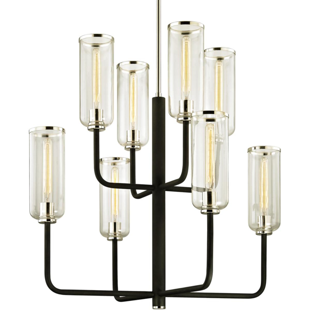 Troy Lighting F6278-TBK/PN Aeon 8 Light 37 inch Carbide Black and Polished Nickel Chandelier Ceiling Light