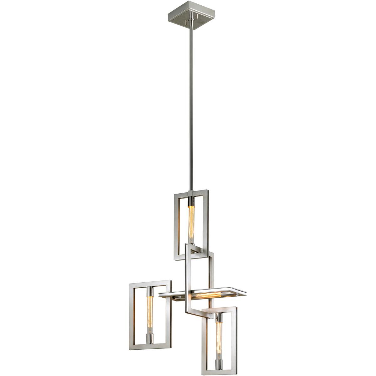 Troy Lighting F7104 Enigma 4 Light 2375 inch Silver Leaf W Stainless Accent Chandelier Ceiling Light