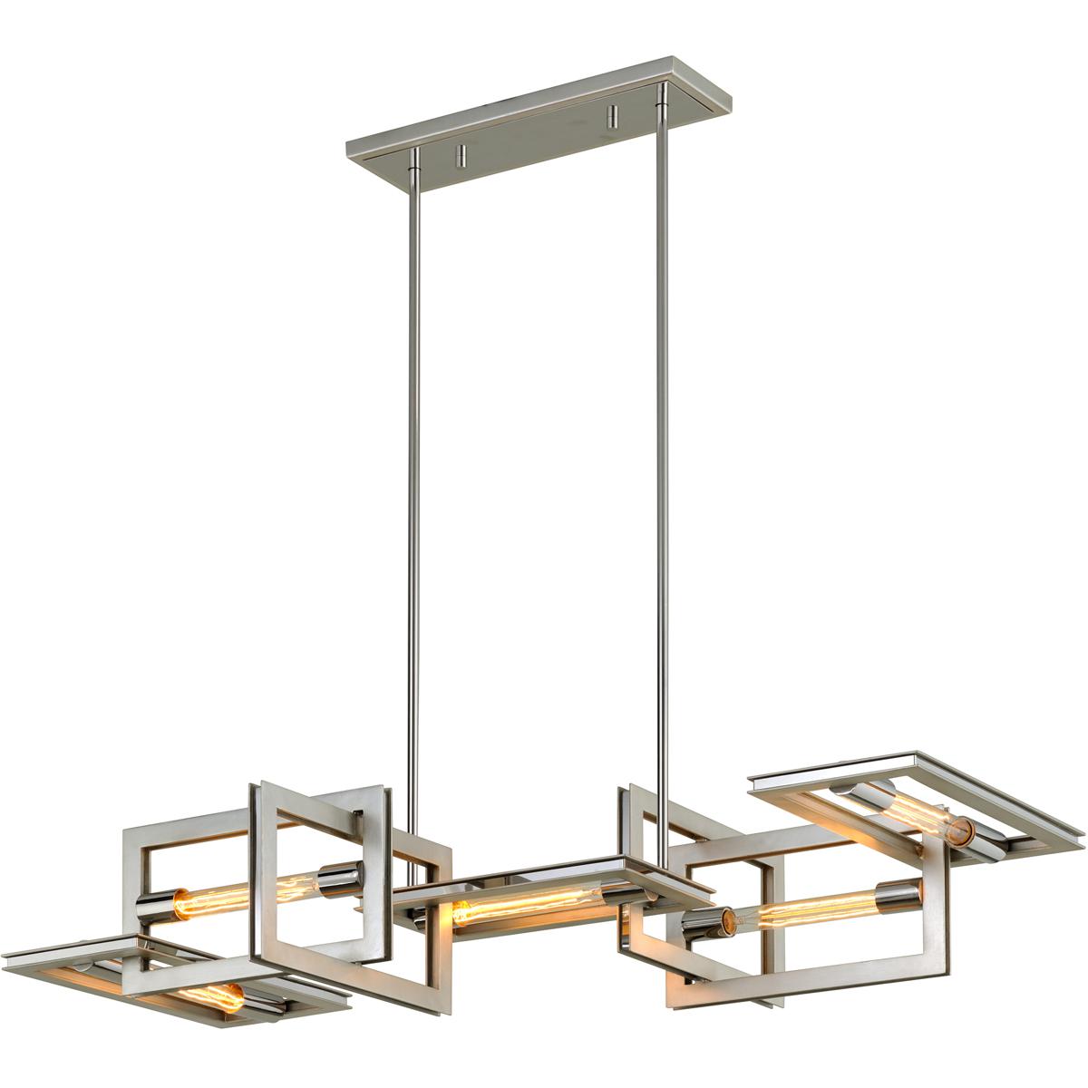 Troy Lighting F7105 Enigma 5 Light 435 inch Silver Leaf W Stainless Accent Linear Ceiling Light
