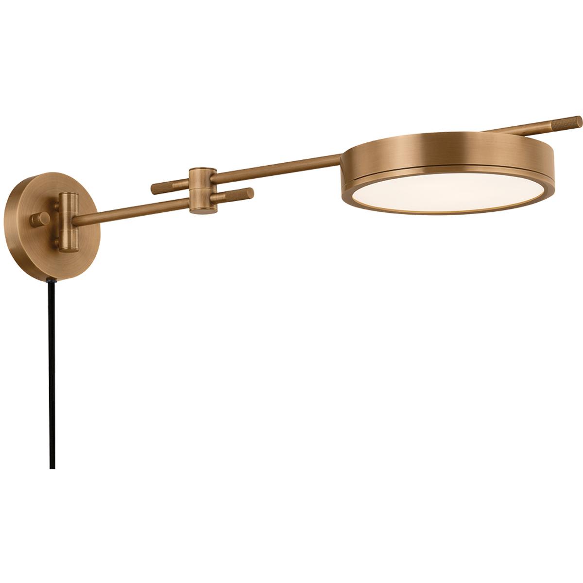 Thatcher Integrated LED Plug-in Sconce, Patina Brass, 8.5 In x 4.75 In