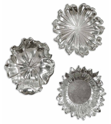 Uttermost 08503 Silver Flowers 12 X 12 Inch Metal Wall Art