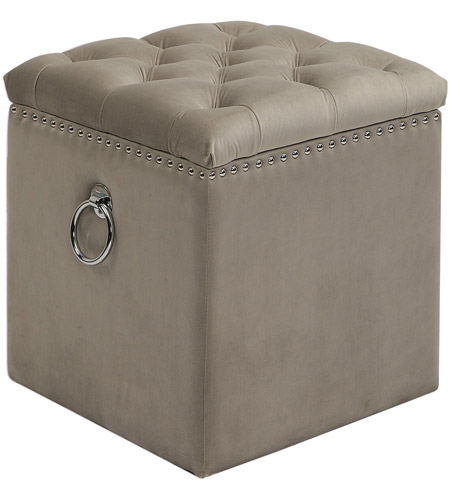 Uttermost 23455 Talullah 19 inch Champagne Velvet and Polished Nickel Storage Ottoman photo