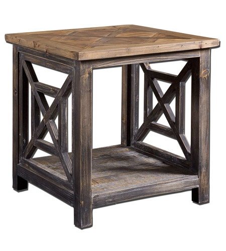 Uttermost 24263 Spiro 22 X 20 inch Brushed Black Reclaimed Fir Wood End Table photo