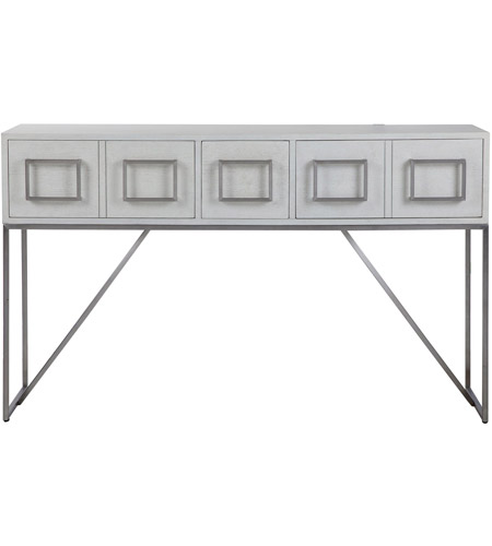 Uttermost 24954 Abaya 54 inch Soft White and Light Gray with Brushed Nickel Console Table photo
