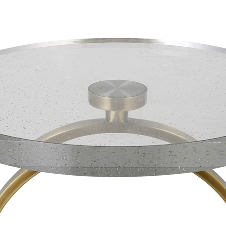 Uttermost 25178 Ringlet 24 X 13 inch Antique Brass and Seeded Glass Accent Table 25178_A3_DETAIL.jpg