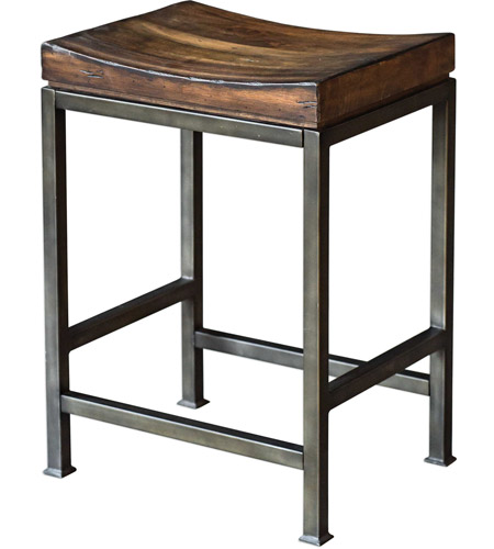 Dark Walnut And Brushed Steel Counter Stool, Brushed Counter Stools