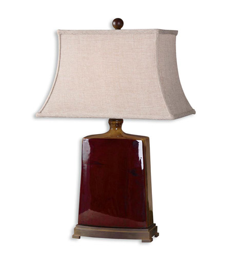 Uttermost Baalon Table Lamp In Deep Burgundy Glaze Rustic Burnt Orange Glaze 26899